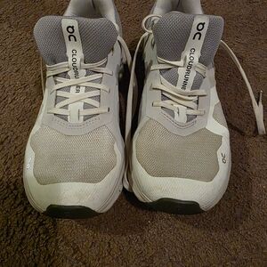 On Cloudrunner White and Gray Sneakers